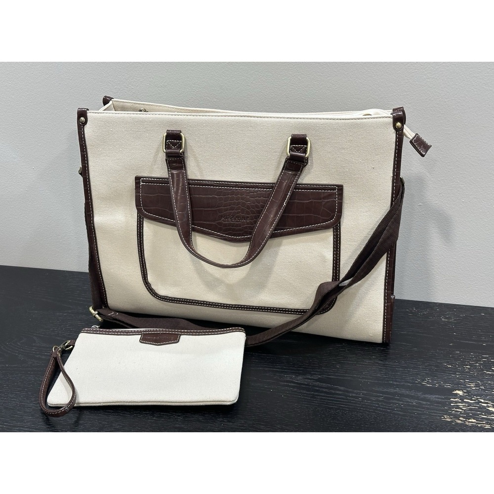 Missnine Tote Bag Canvas Laptop Bag 16 inch Large Professional Croc Embossed